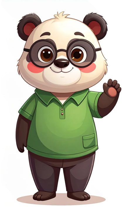 Papa Pandoulou, avec un polo vert et des lunettes rondes